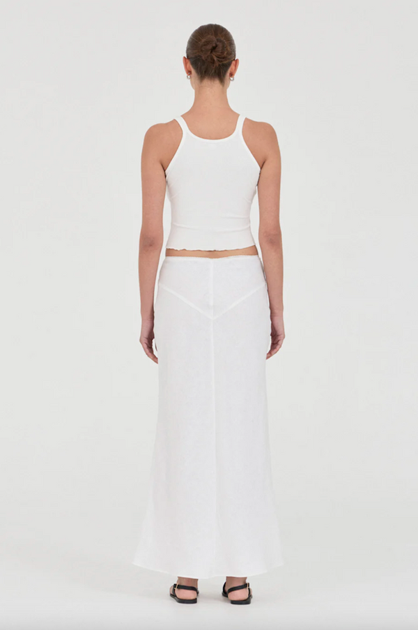 Carlton Linen Bias Skirt / White