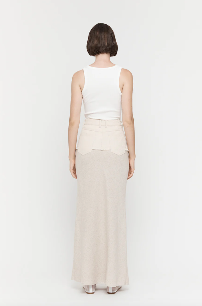Cotton Linen Contrast Long Skirt / Friend of Audrey