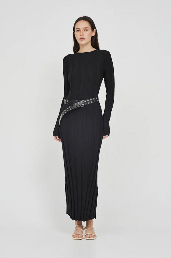 Gaia Long Sleeve Knit Dress / Black