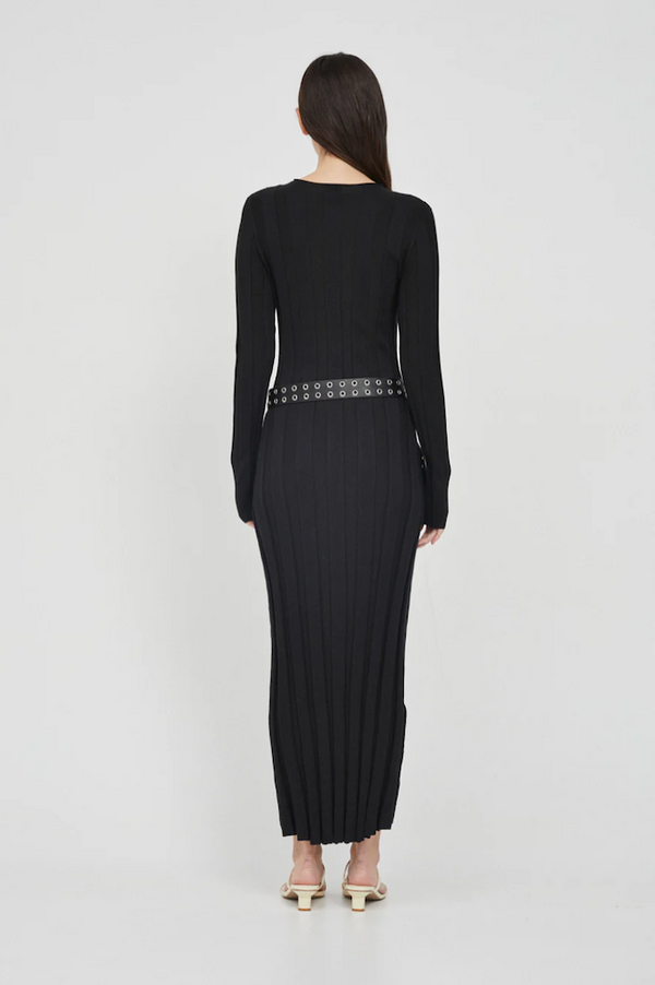 Gaia Long Sleeve Knit Dress / Black