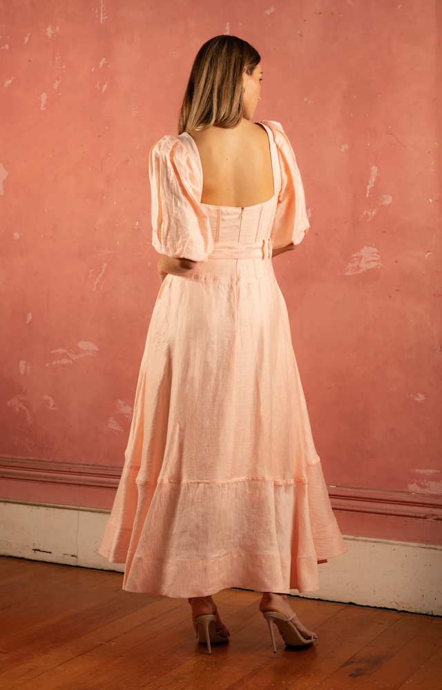Mabel Midi Dress Peach Bloom