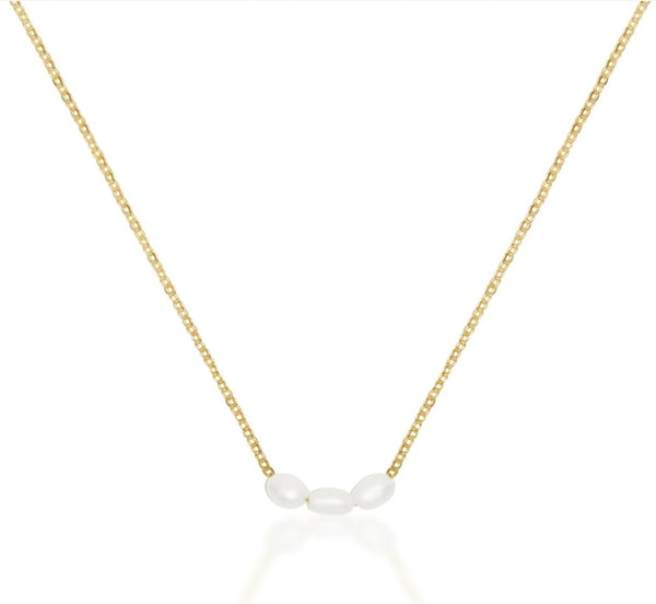 Mini Pearl Necklace Gold