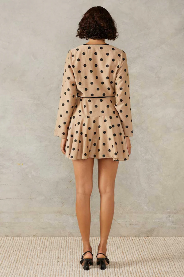 Lucinda Midi Dress / Mocha Polka Dot