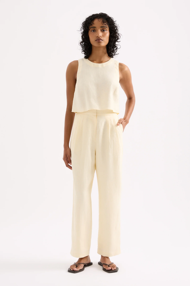 Ingrid Linen Top / Eggnog