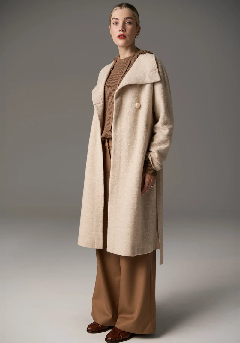 Ruben Draped Coat / Pebble
