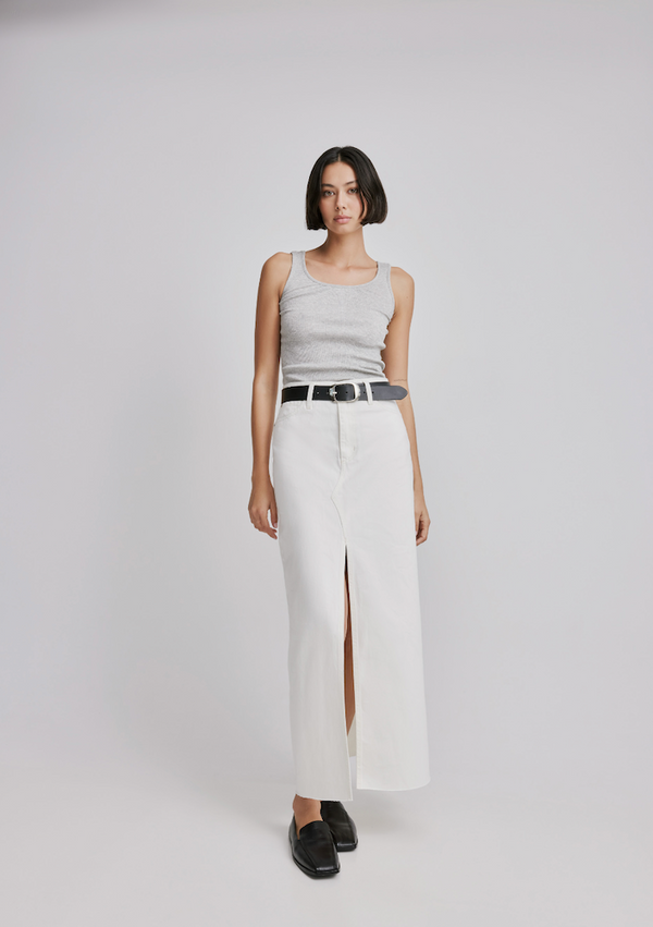 Roxanne Denim Skirt: Chalk