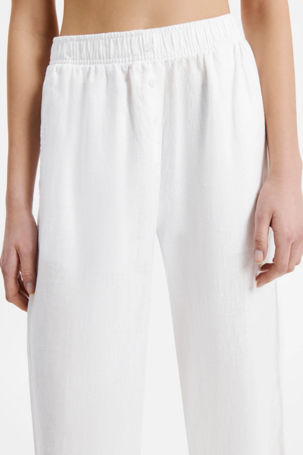 Lounge Linen Crop Pant / White