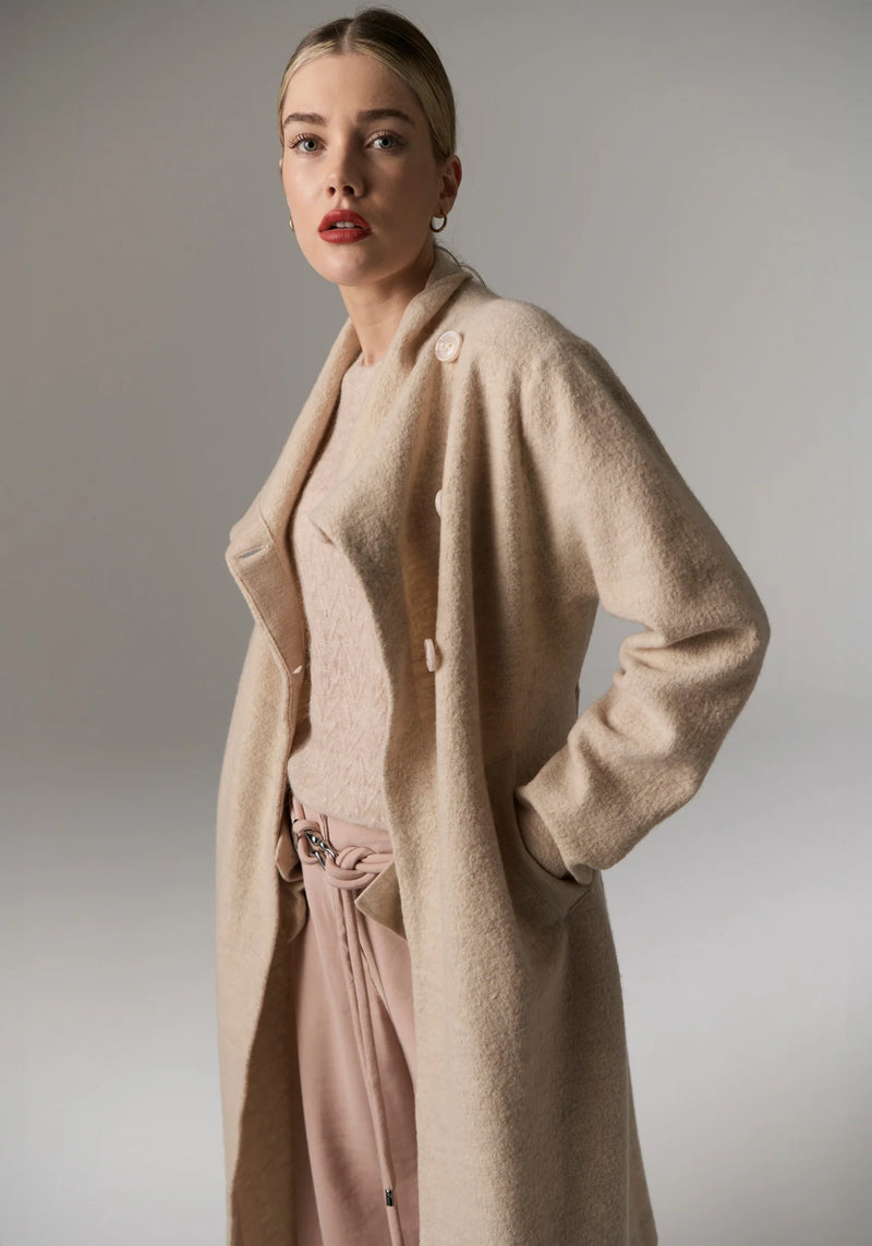 Ruben Draped Coat / Pebble