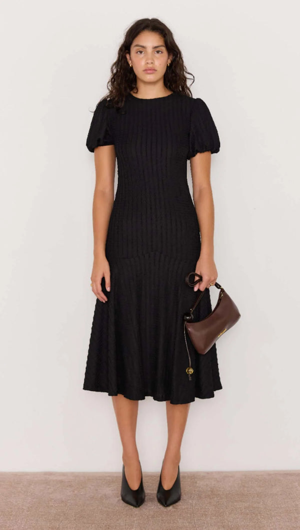 Anais Drop Waist Midi Dress / Black